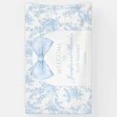 Schattige Blauw Toile Bow Stropdas Baby shower Wel Spandoek (Verticaal)
