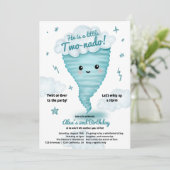 Schattige blauw Tornado Themd 2e Verjaardag Kinder Kaart (Staand voorkant)