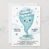 Schattige blauw Tornado Themd 4e Verjaardag Kinder Kaart (Voorkant)