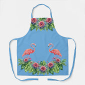 Schattige Blauw Tropisch Roze Schort van Flamingo (Voorkant)