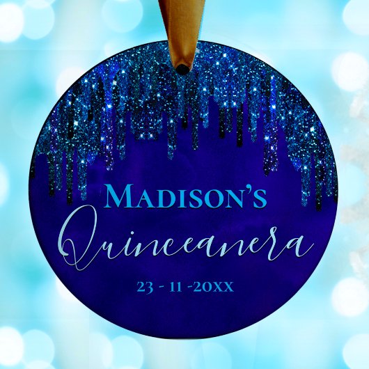 Schattige blauw turquoise Eenhoorn Glitter Quincea Keramisch Ornament