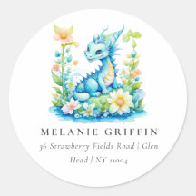 Schattige Blauw Turquoise Groene Draak Gepersonali