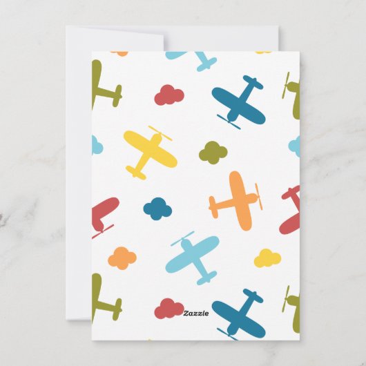 Schattige Blauw Vliegtuig, Kinder School, Valentij Feestdagenkaart (Achterkant)