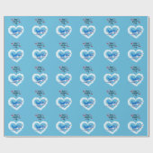 Schattige Blauw Vliegtuig & Wolken, Kinder Valenti Cadeaupapier (Vlak)