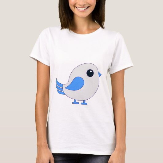 Schattige Blauw Vogel T-shirt (Voorkant)