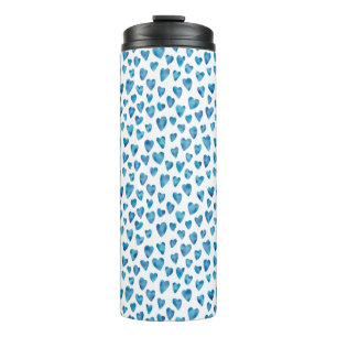 Schattige blauw waterverf hart thermosbeker