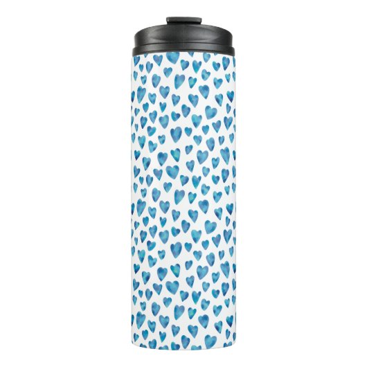 Schattige blauw waterverf hart thermosbeker (Voorkant)