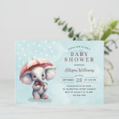 Schattige Blauw Waterverf Olifant Boy Baby shower Kaart (Staand voorkant)