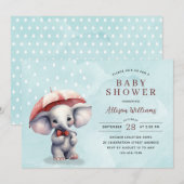 Schattige Blauw Waterverf Olifant Boy Baby shower Kaart (Voorkant / Achterkant)