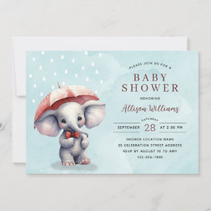 Schattige Blauw Waterverf Olifant Boy Baby shower Kaart