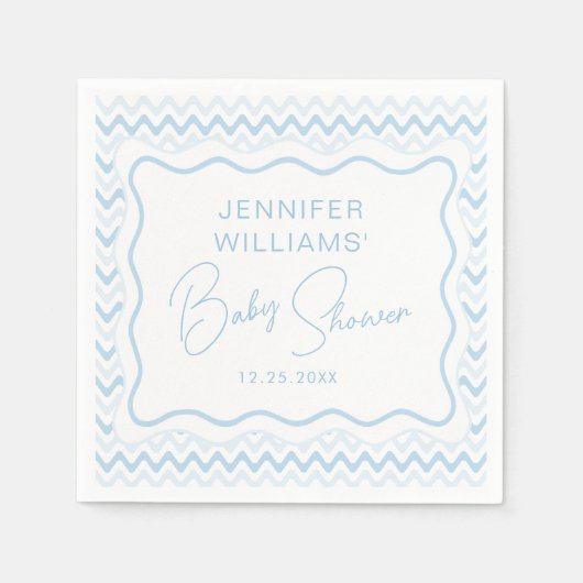 Schattige Blauw Wavy Scallop Disco Baby Boy Douche Servet (Voorkant)