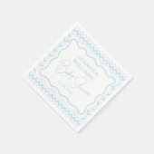 Schattige Blauw Wavy Scallop Disco Baby Boy Douche Servet (Hoek)