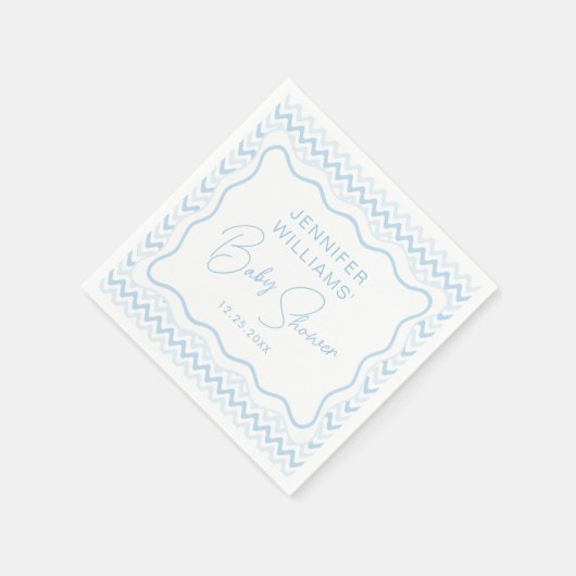 Schattige Blauw Wavy Scallop Disco Baby Boy Douche Servet (Hoek)