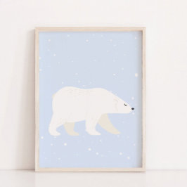 Schattige Blauw Winter Polar Beer Kwekerij Wanddec Poster