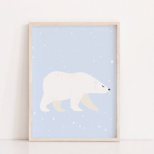 Schattige Blauw Winter Polar Beer Kwekerij Wanddec Poster