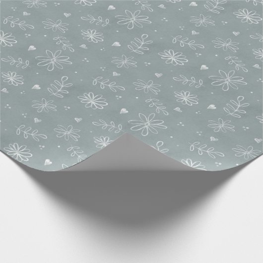 Schattige Blauw & Wit Eenvoudige Daisies Cadeaupapier (Hoek)