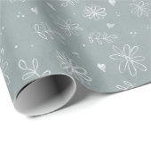 Schattige Blauw & Wit Eenvoudige Daisies Cadeaupapier (Rol Hoek)