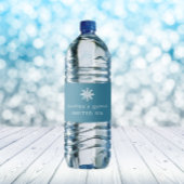 Schattige blauw wit gesmolten ijs sneeuwvlok quinc waterfles etiket