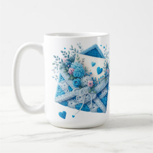 SCHATTIGE BLAUW & WIT HAAKWERK LOOK ENVELOPPEN KOFFIEMOK