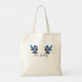 Schattige BLAUW/WIT Just Birding -Blue Jay Tote Bag (Achterkant)