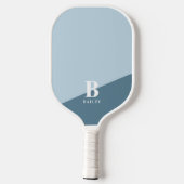 Schattige Blauw Wit Modern Monogram Gepersonalisee Pickleball Paddle (Achterkant)