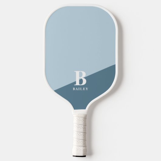 Schattige Blauw Wit Modern Monogram Gepersonalisee Pickleball Paddle (Achterkant)