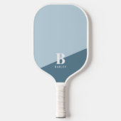 Schattige Blauw Wit Modern Monogram Gepersonalisee Pickleball Paddle (Voorkant)