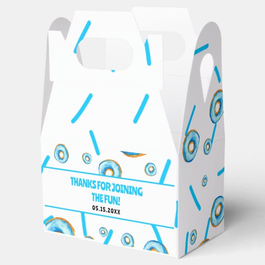 Schattige Blauw & Wit Waterverf Donut Boy Verjaard Bedankdoosjes (Geopend)