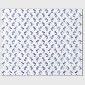 Schattige blauw wit zeepaardje cadeaupapier (Vlak)