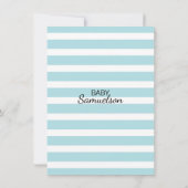 Schattige Blauw Witte Strepen Gold BOY Baby shower Kaart (Achterkant)