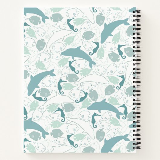 Schattige Blauw Zee Mariene Dieren Dolfijn Vis Zee Notitieboek (Achterkant)