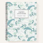 Schattige Blauw Zee Mariene Dieren Dolfijn Vis Zee Notitieboek (Voorkant)