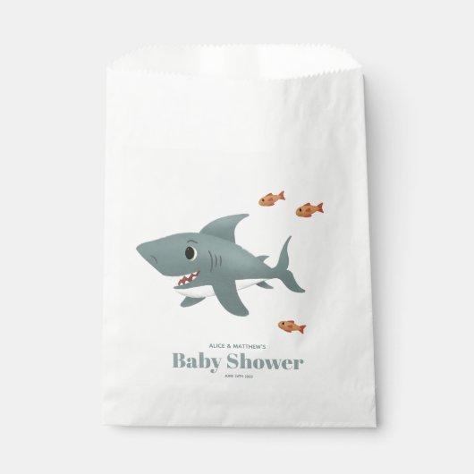 Schattige Blauw Zee Shark Boys Baby shower Bedankzakje (Voorkant)