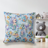 Schattige Blauw Zeemeermin Kussen