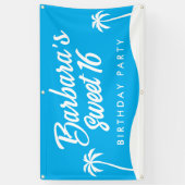 Schattige Blauw Zomer Strandfeest Sweet 16 Spandoek (Verticaal)