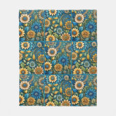 Schattige Blauw Zonnebloem Tuin Quilt Patroon Fleece Deken (Voorkant)