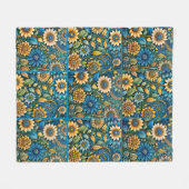 Schattige Blauw Zonnebloem Tuin Quilt Patroon Fleece Deken (Voorkant (Horizontaal))