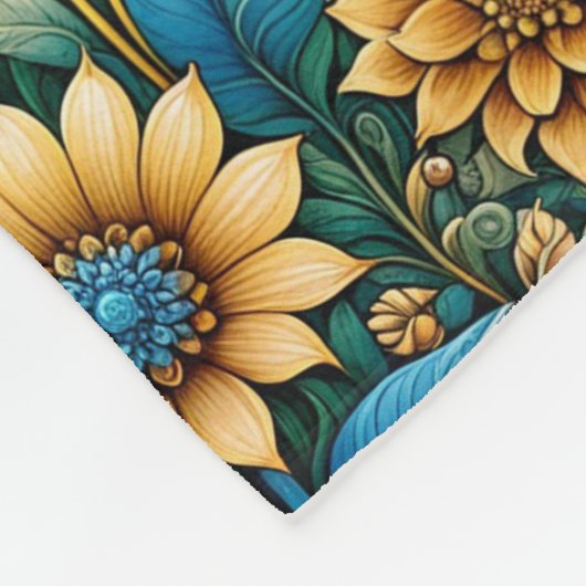 Schattige Blauw Zonnebloem Tuin Quilt Patroon Fleece Deken (Hoek)