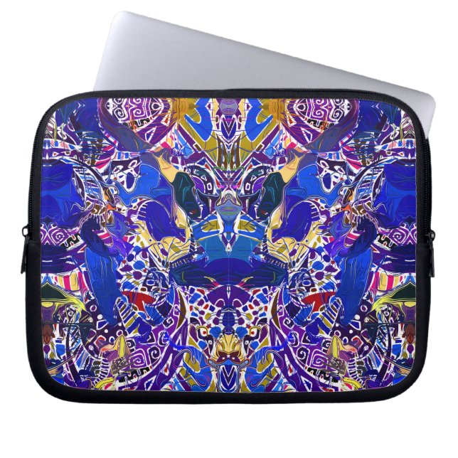 Schattige blauwe abstracte elementen  laptop sleeve (Voorkant)