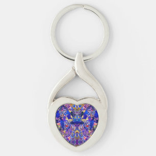 Schattige blauwe abstracte elementen sleutelhanger