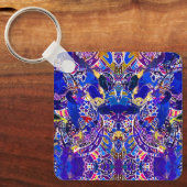 Schattige blauwe abstracte elementen sleutelhanger (Voorkant)