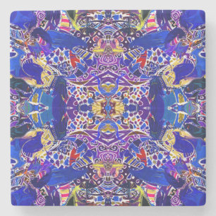 Schattige blauwe abstracte elementen stenen onderzetter
