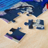 Schattige blauwe abstracte schilderij legpuzzel (Zijkant)