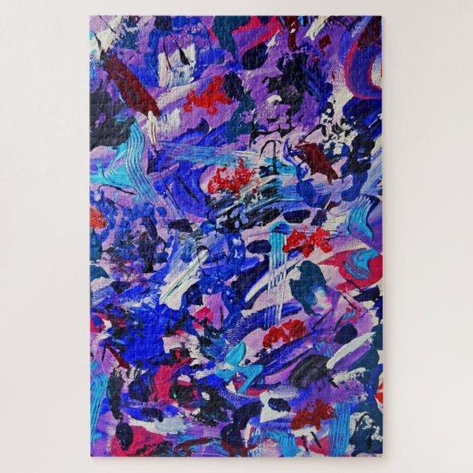 Schattige blauwe abstracte schilderij legpuzzel (Verticaal)