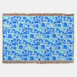 Schattige blauwe aqua paisley patronen deken