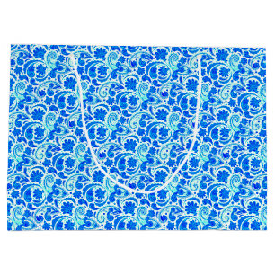 Schattige blauwe aqua paisley patronen groot cadeauzakje