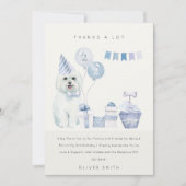 Schattige Blauwe Aquarel Hond Verjaardagsfeestje E Bedankkaart (Voorkant)