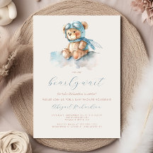 Schattige blauwe aquarel teddybeer jongens babysho