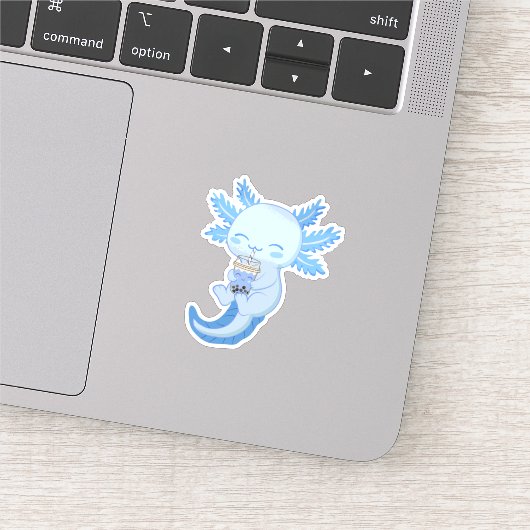 Schattige Blauwe Axolotl Boba Bubble Tea Sticker (Detail)