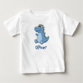 Schattige Blauwe Baby Cartoon Dinosaurus (Voorkant)